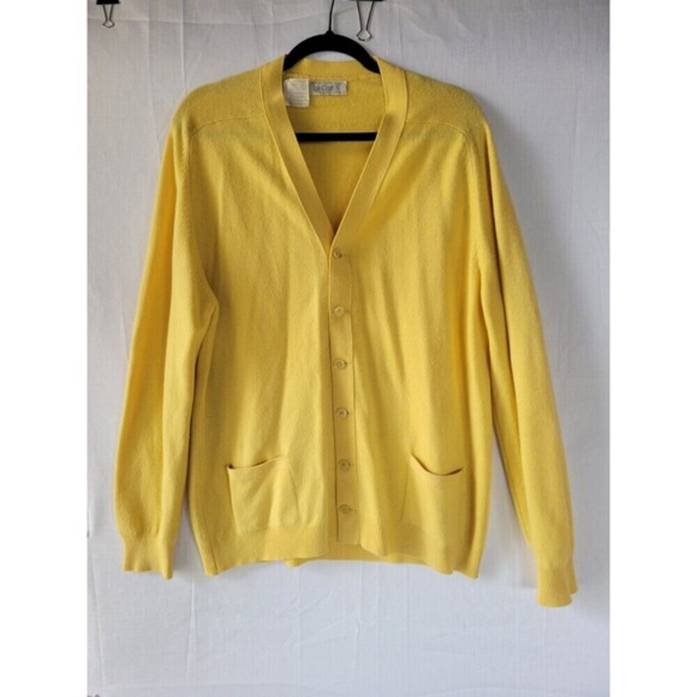 Vintage Lyle & Scott Cashmere Cardigan – Mustard Yellow – Men’s L (Fits) Unisex